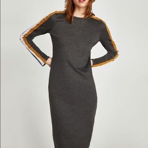 Shift dress with contrasting stripes zara